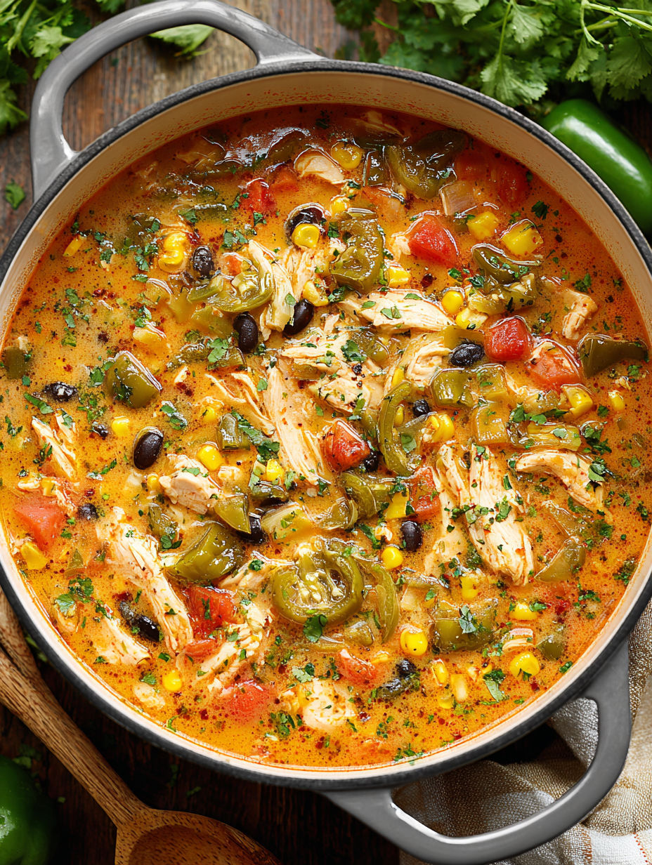 A bowl of chicken and vegetable soup.