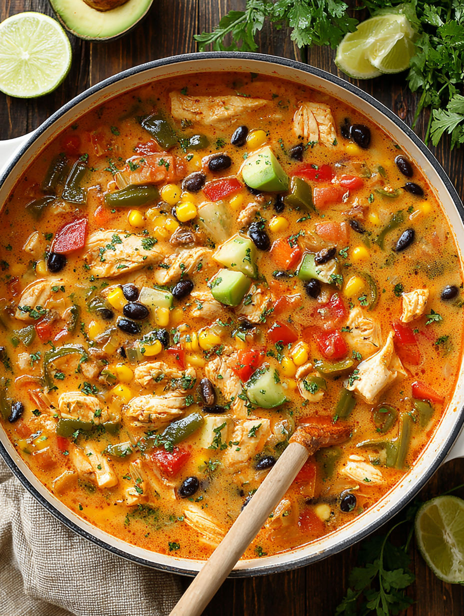 A bowl of chicken and vegetable soup.