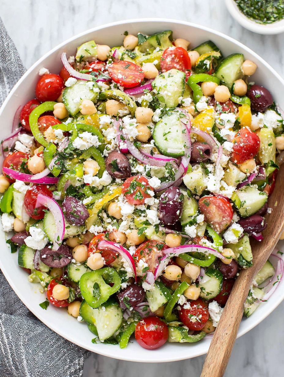 A white bowl filled with a salad of vegetables.