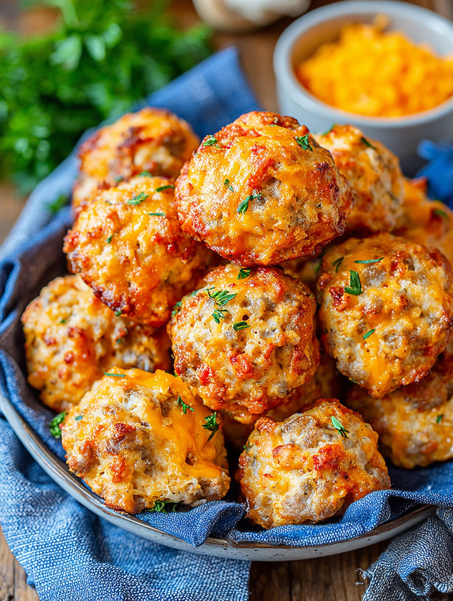 A bowl of cheese and meatballs.
