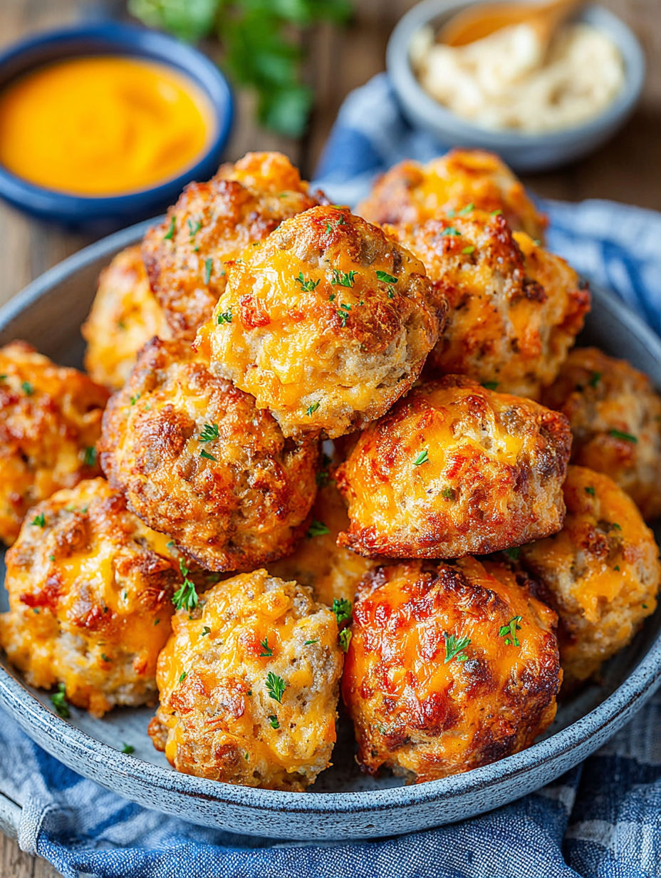 A bowl of cheesy biscuits.