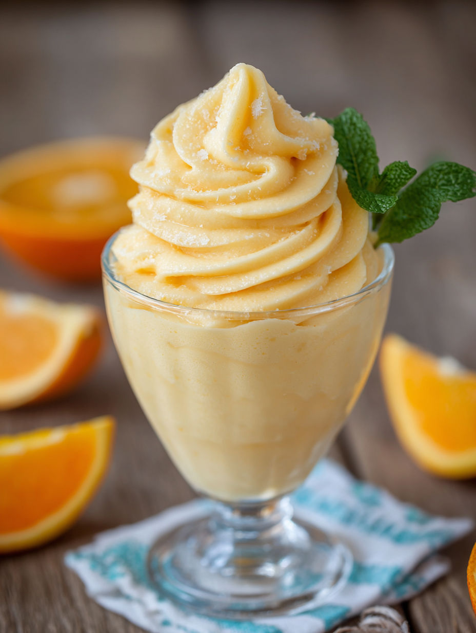 A glass of orange Dole Whip.
