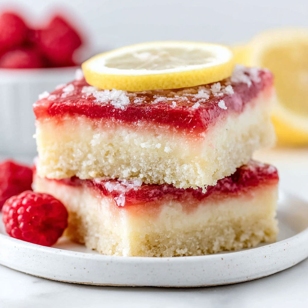 A stack of lemon raspberry bars.
