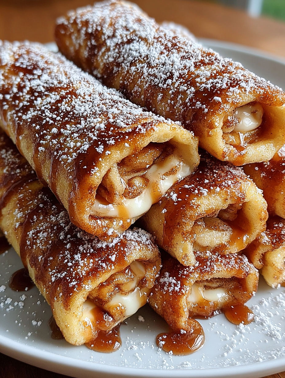 A plate of cinnamon french toast roll-ups.