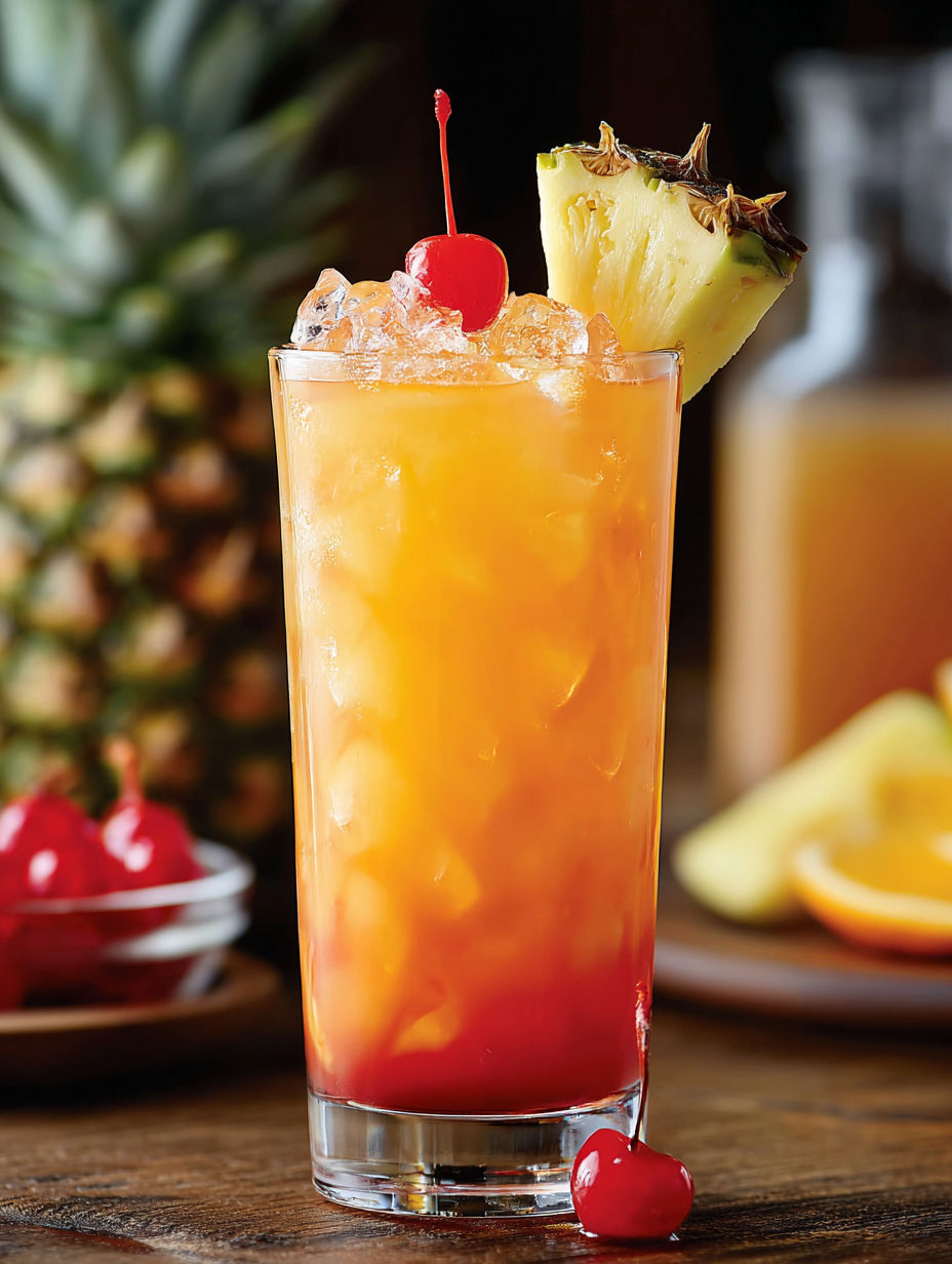 A glass of Virgin Island Breeze Cocktail.