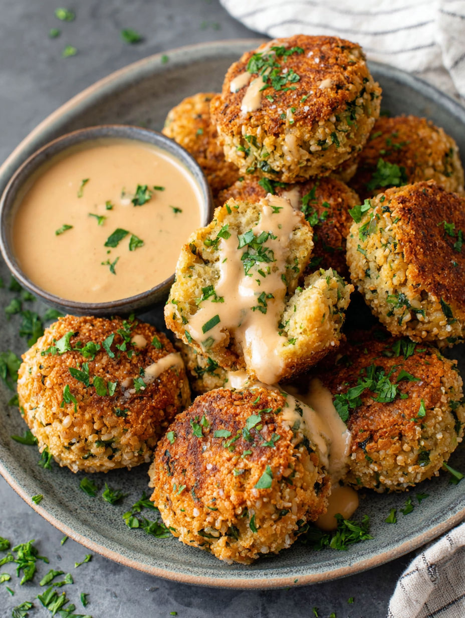 A plate of food with a sauce on it.