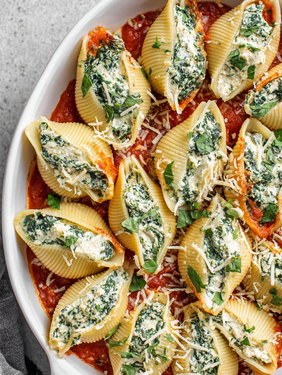 A plate of pasta with spinach and cheese.