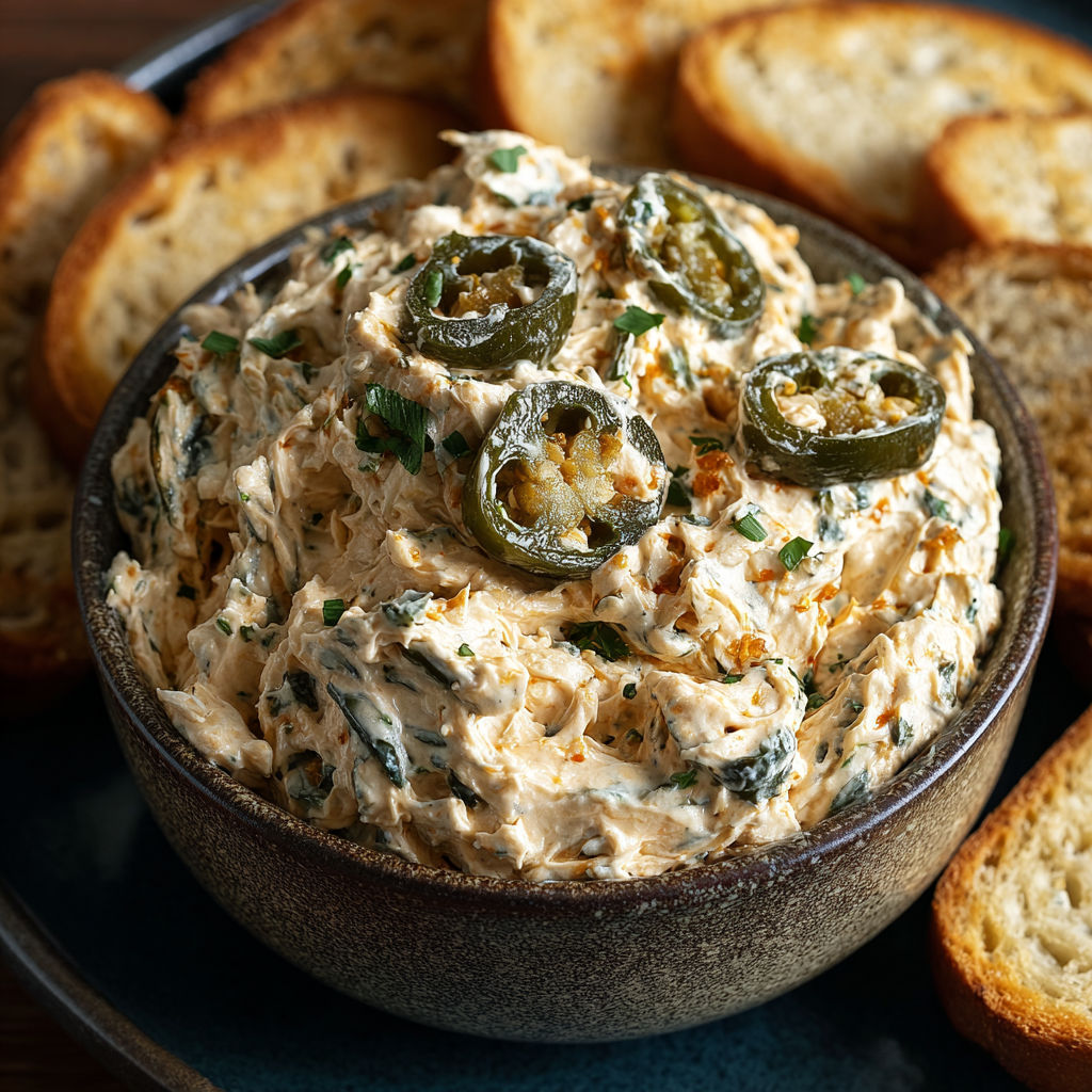 A bowl of roasted jalapeño cowboy cream cheese.