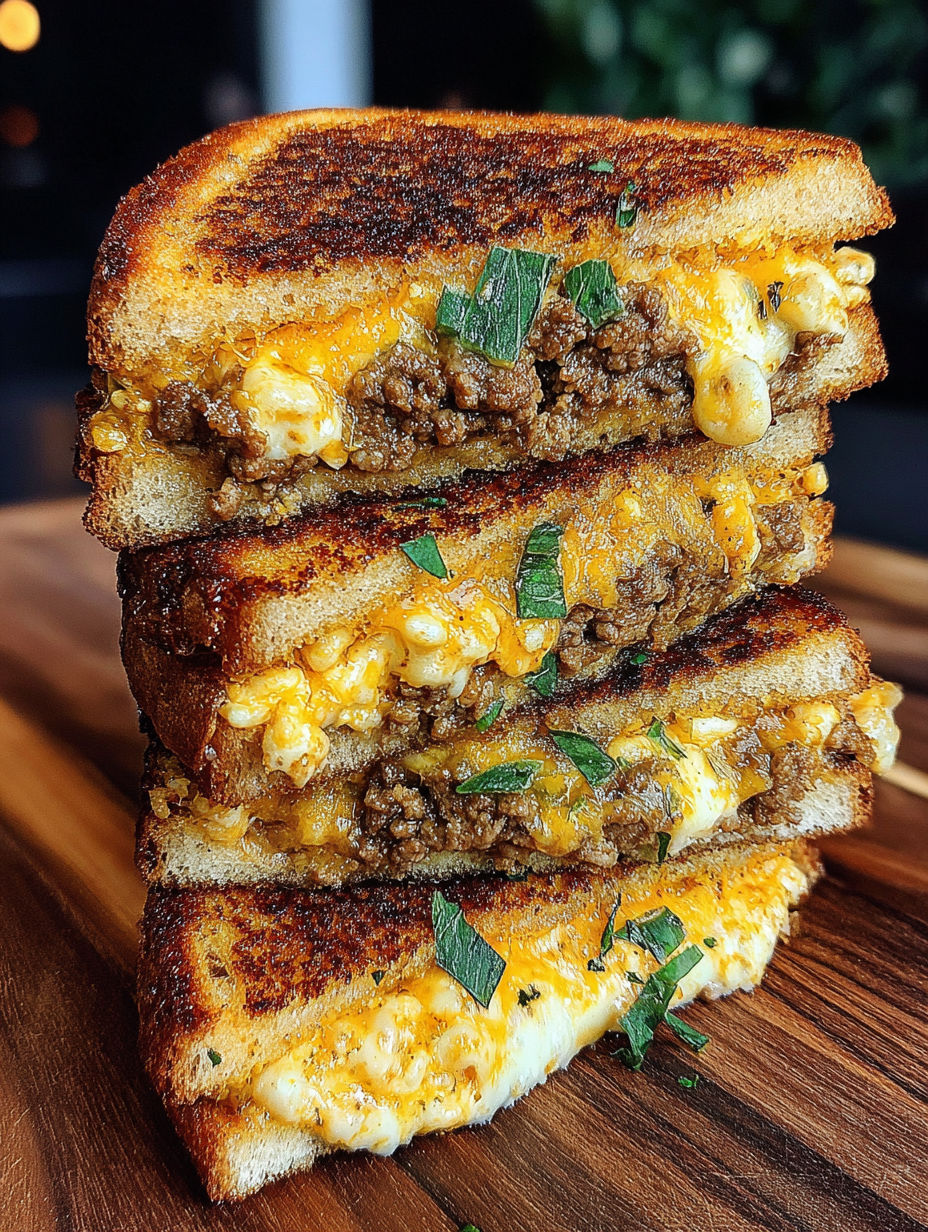 A stack of grilled cheese sandwiches.
