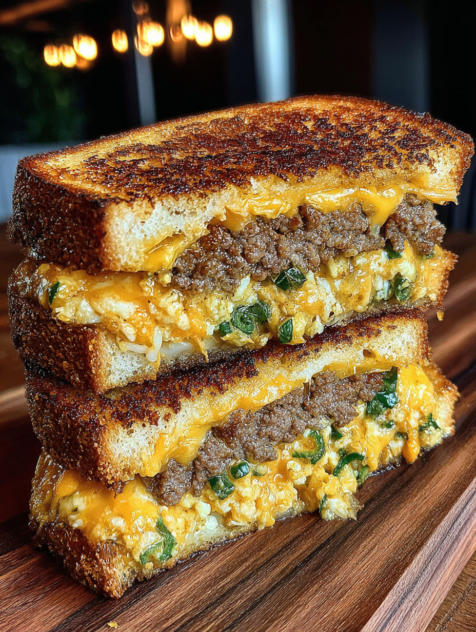 A stack of grilled cheese sandwiches.
