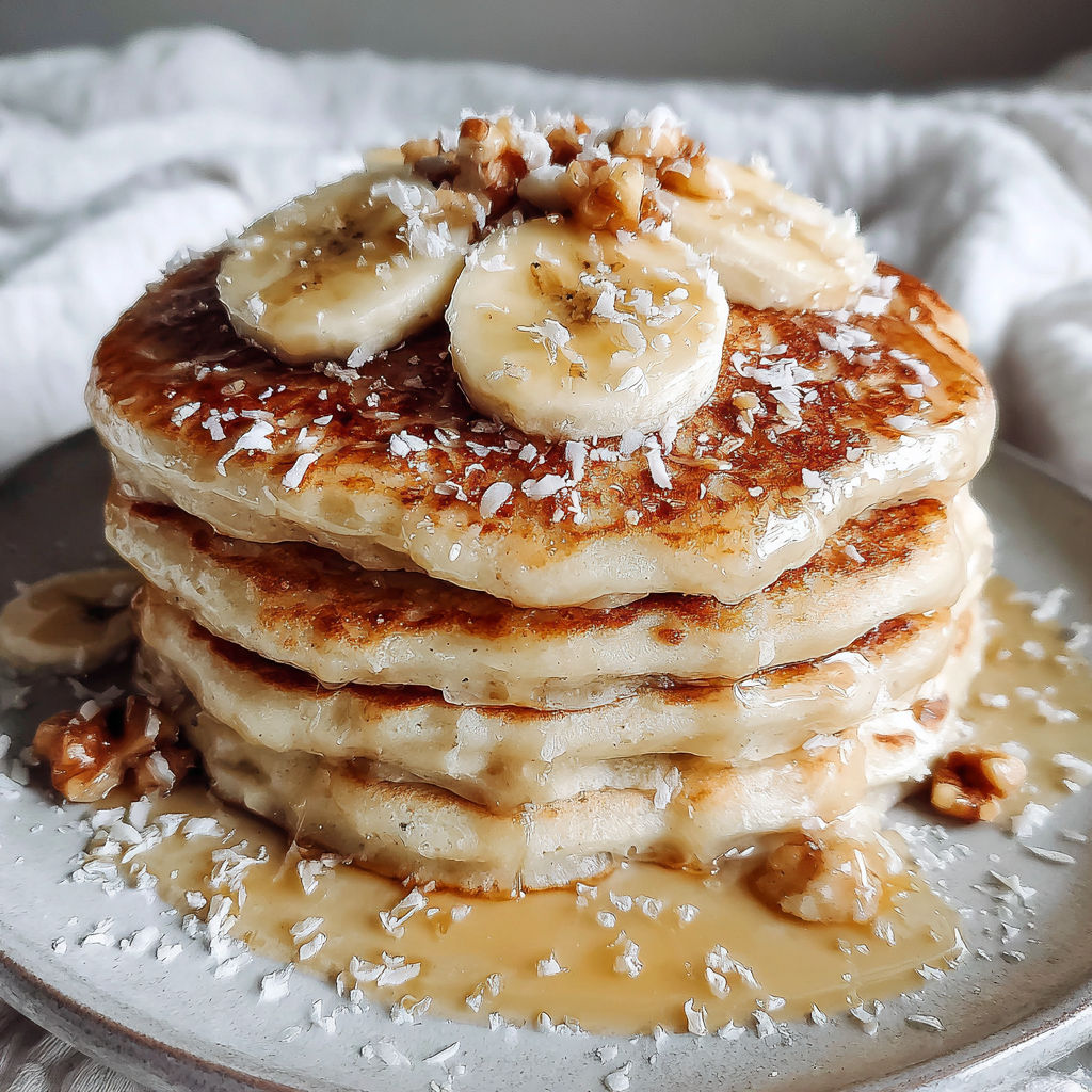 Banana pancakes with syrup on a plate.