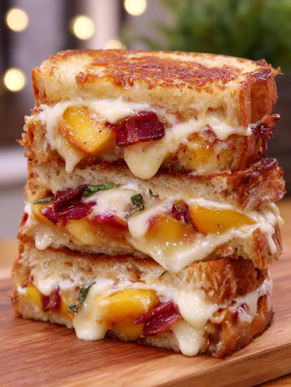 A stack of honey peach white cheddar sandwiches.