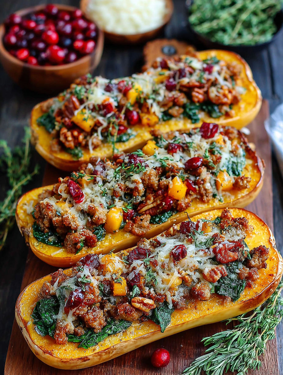 Three sliced up squash with meat and cheese.