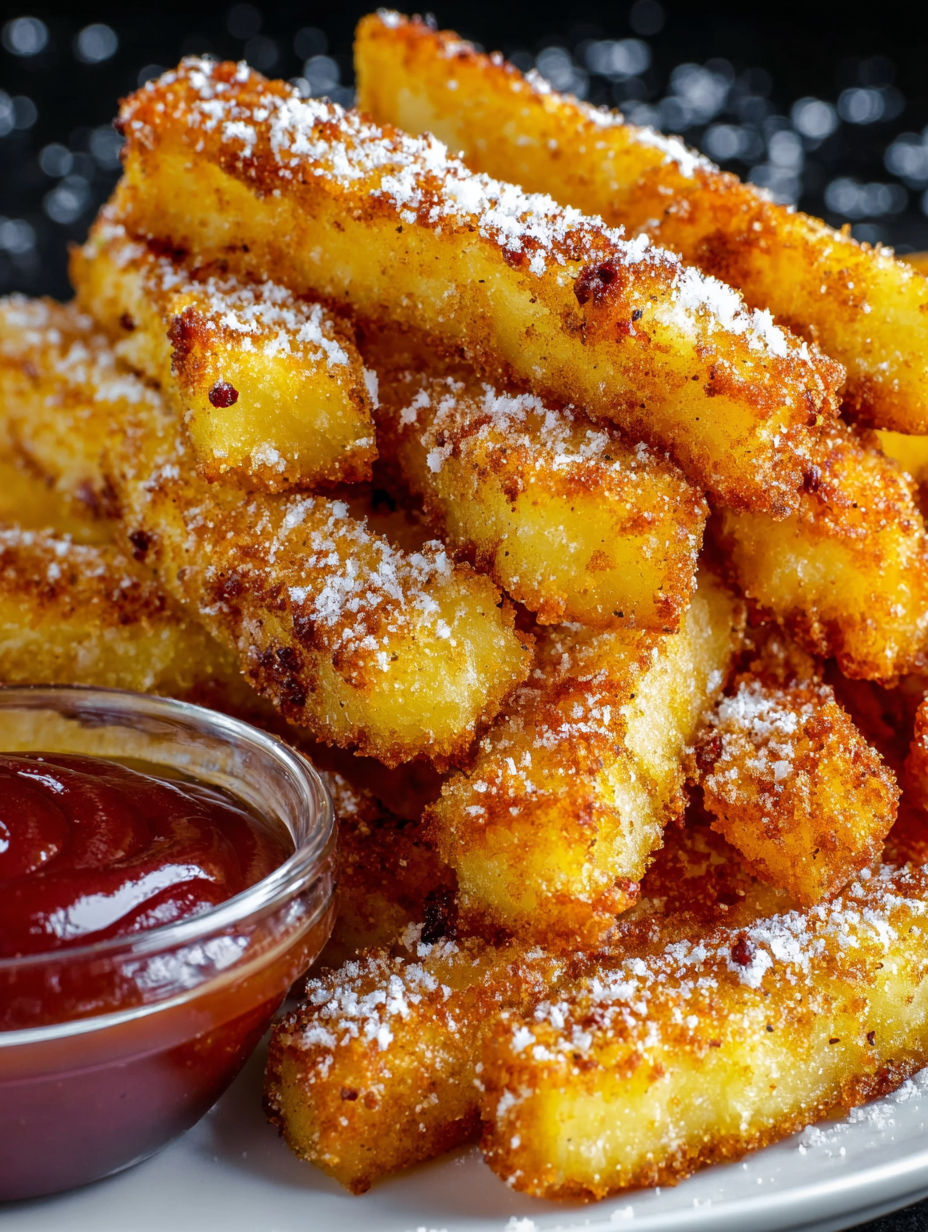 A bowl of fries with ketchup.