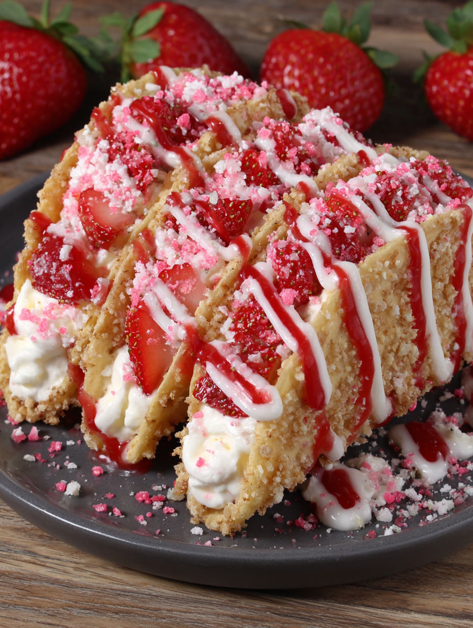 A dessert with strawberries and whipped cream.