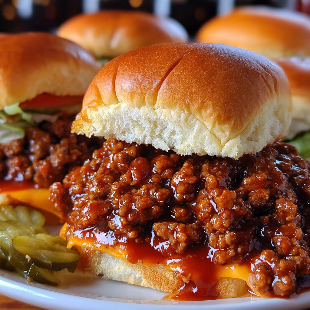 A plate of sloppy joes with a bun.