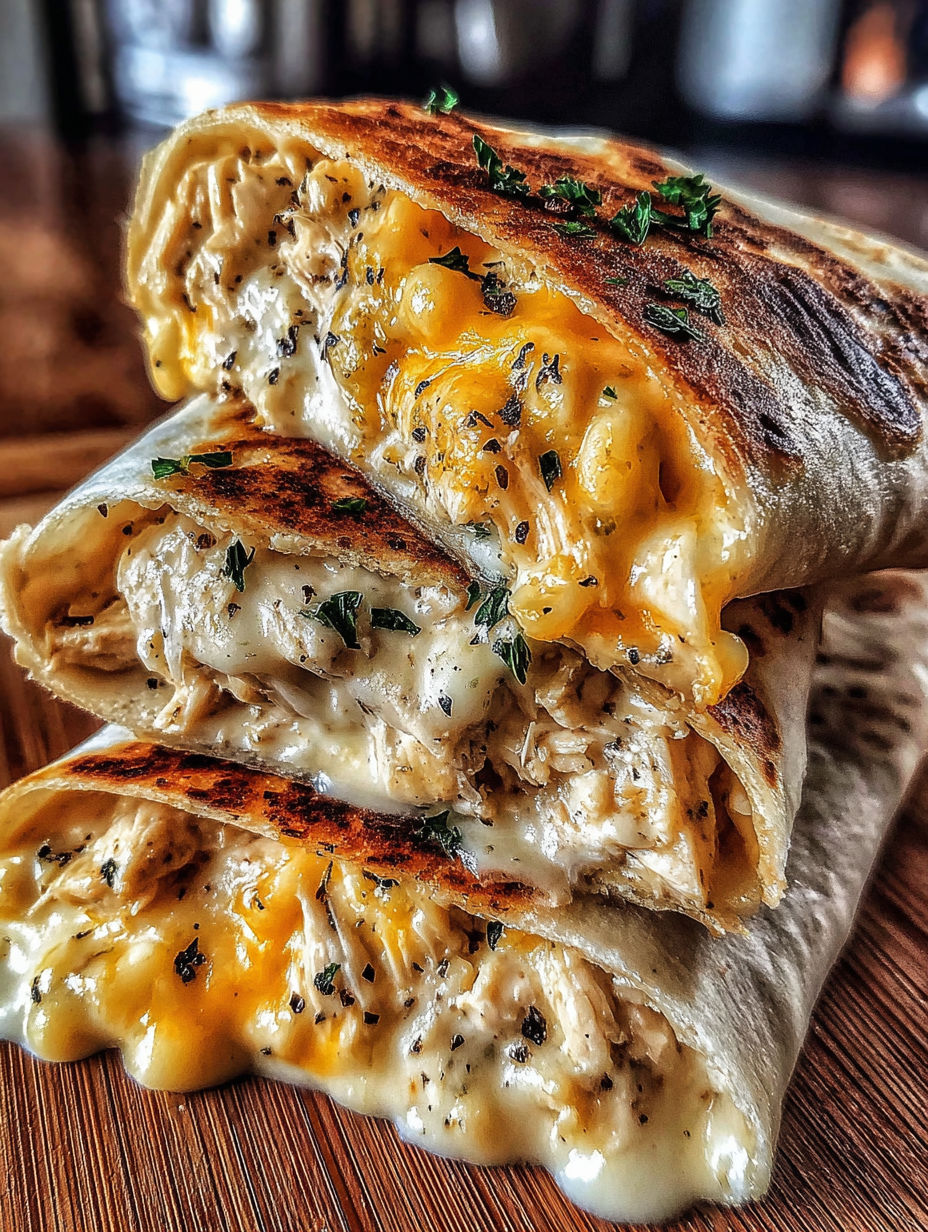A sandwich with cheese and chicken.