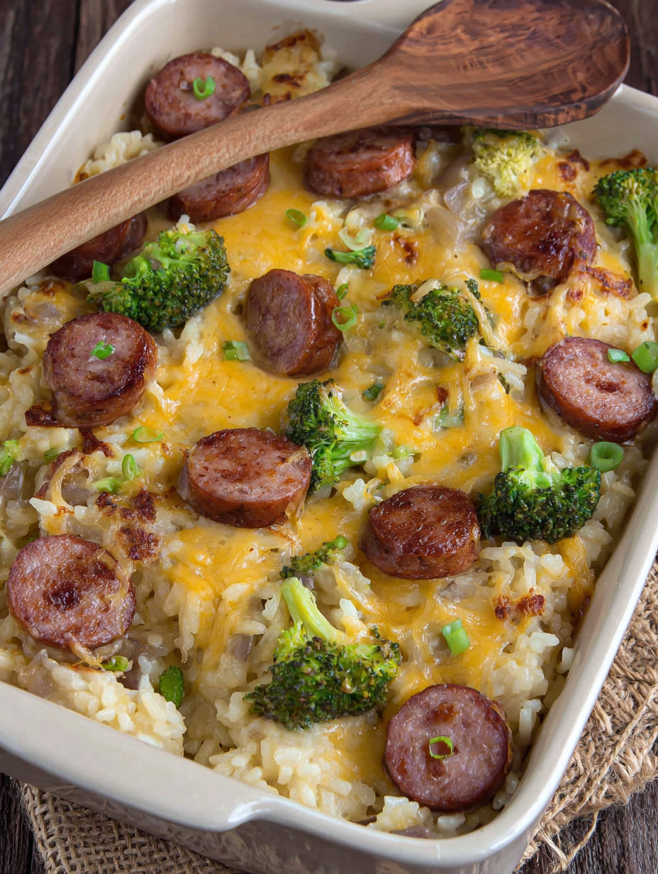 A cheesy sausage comfort casserole.