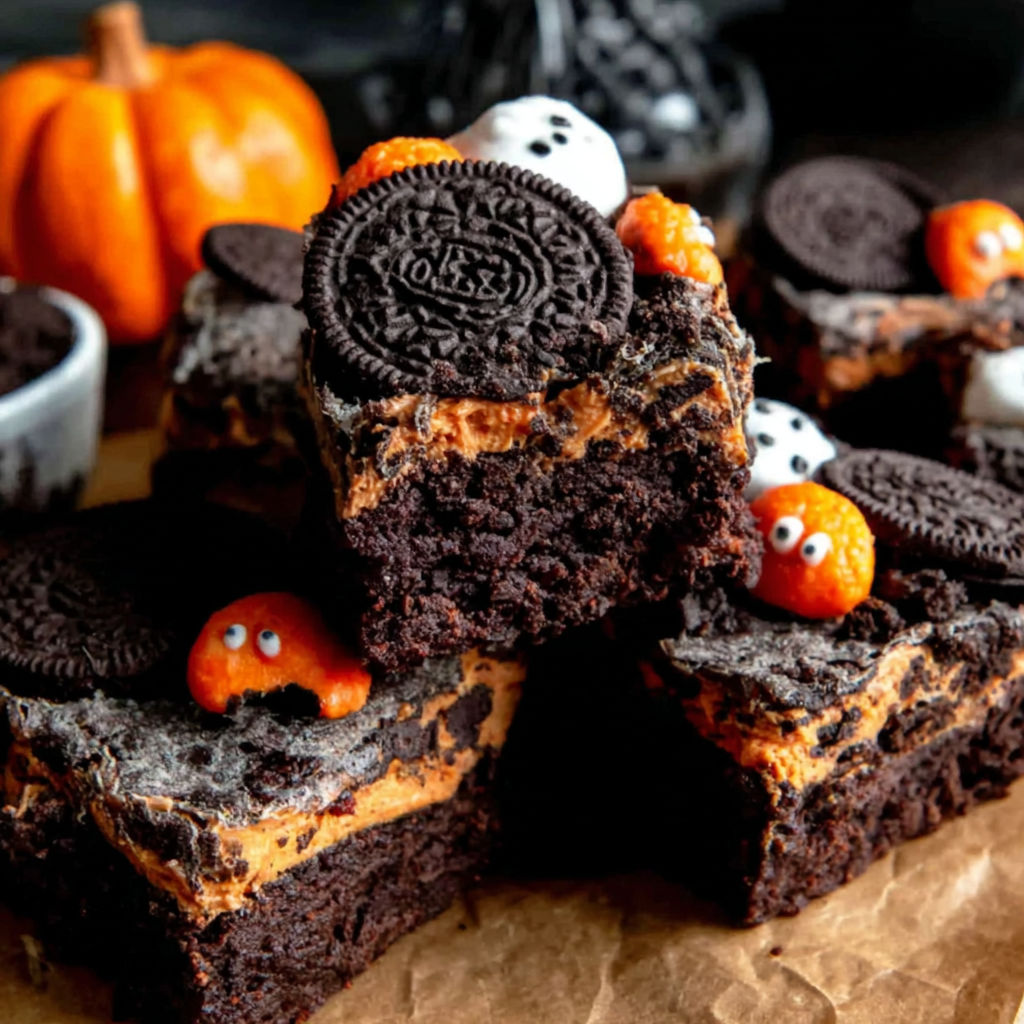 Halloween Oreo Cookie Boo Brownies.