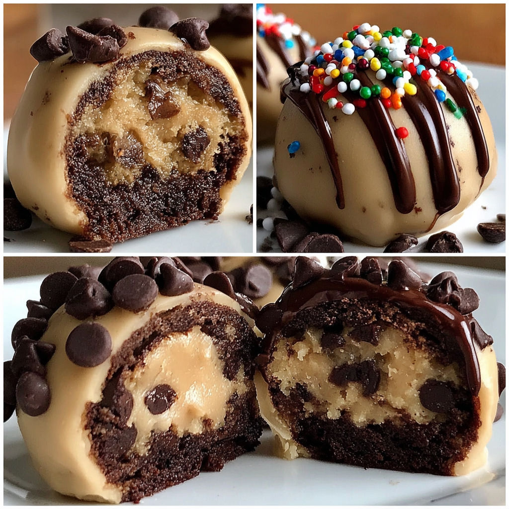 Chocolate Cookie Dough Brownie Bombs.