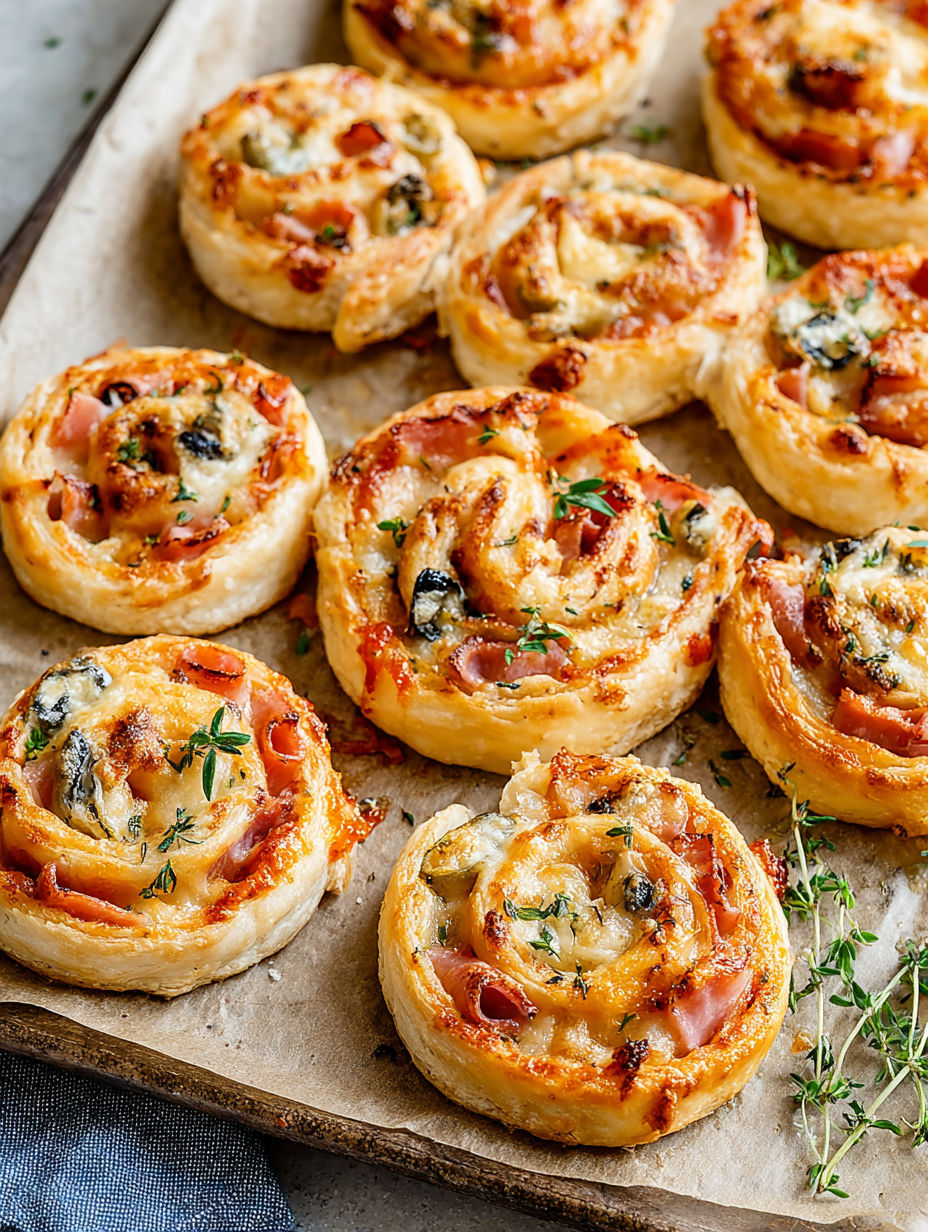 A tray of ham and cheese pinwheels.