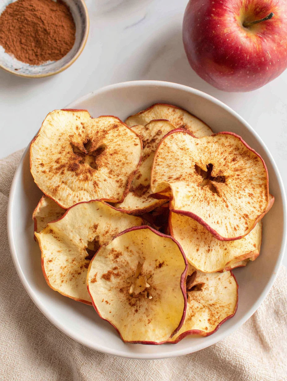 A bowl of apple slices with cinnamon sprinkled on top.