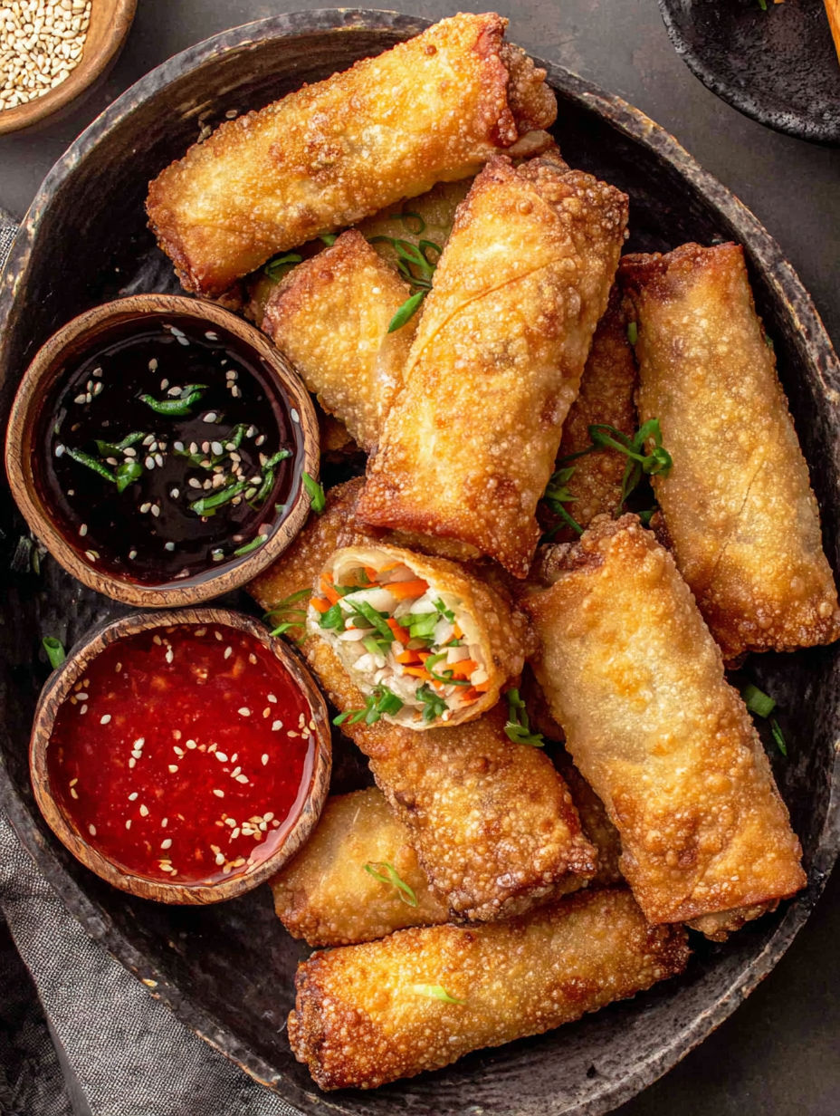 A bowl of homemade egg rolls.