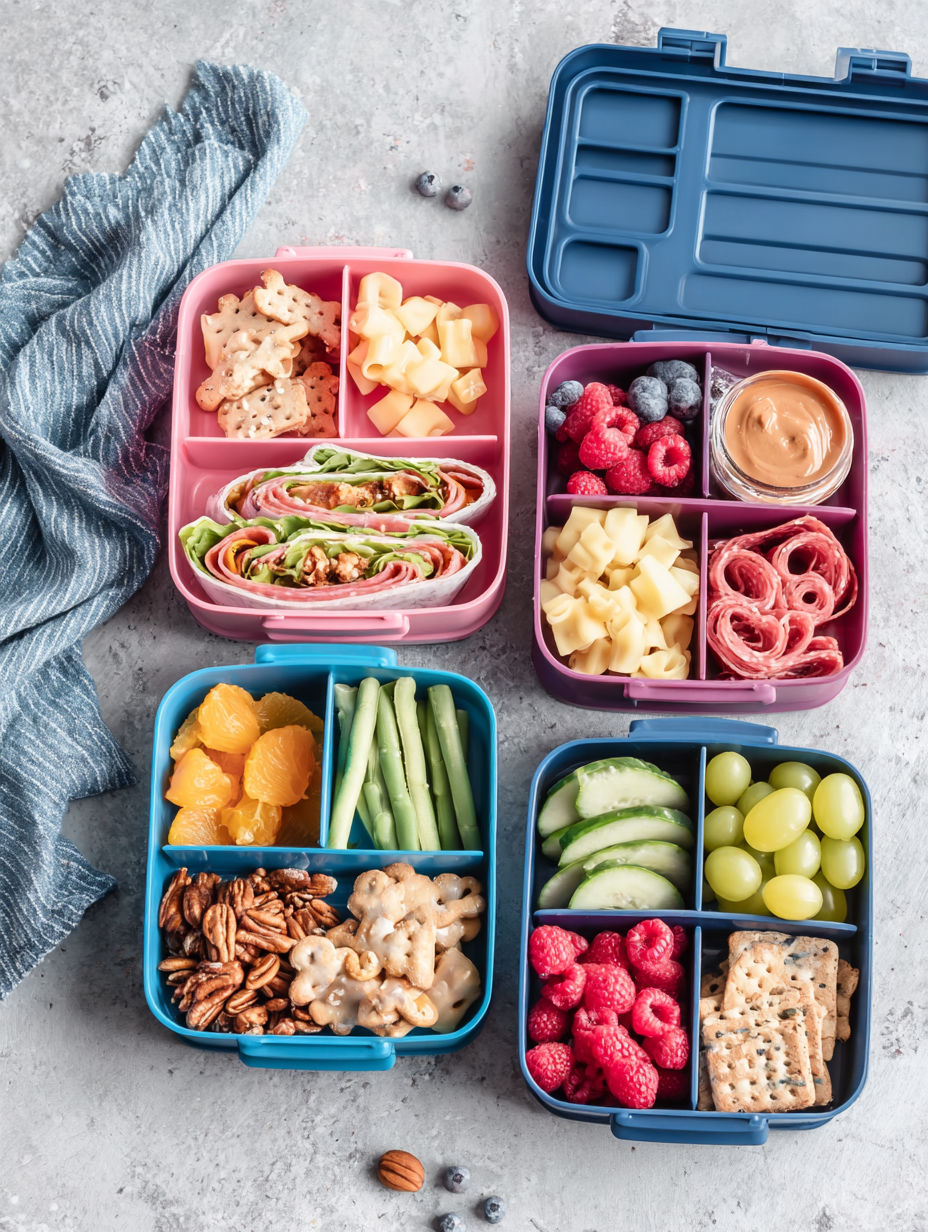 A variety of foods in different containers.