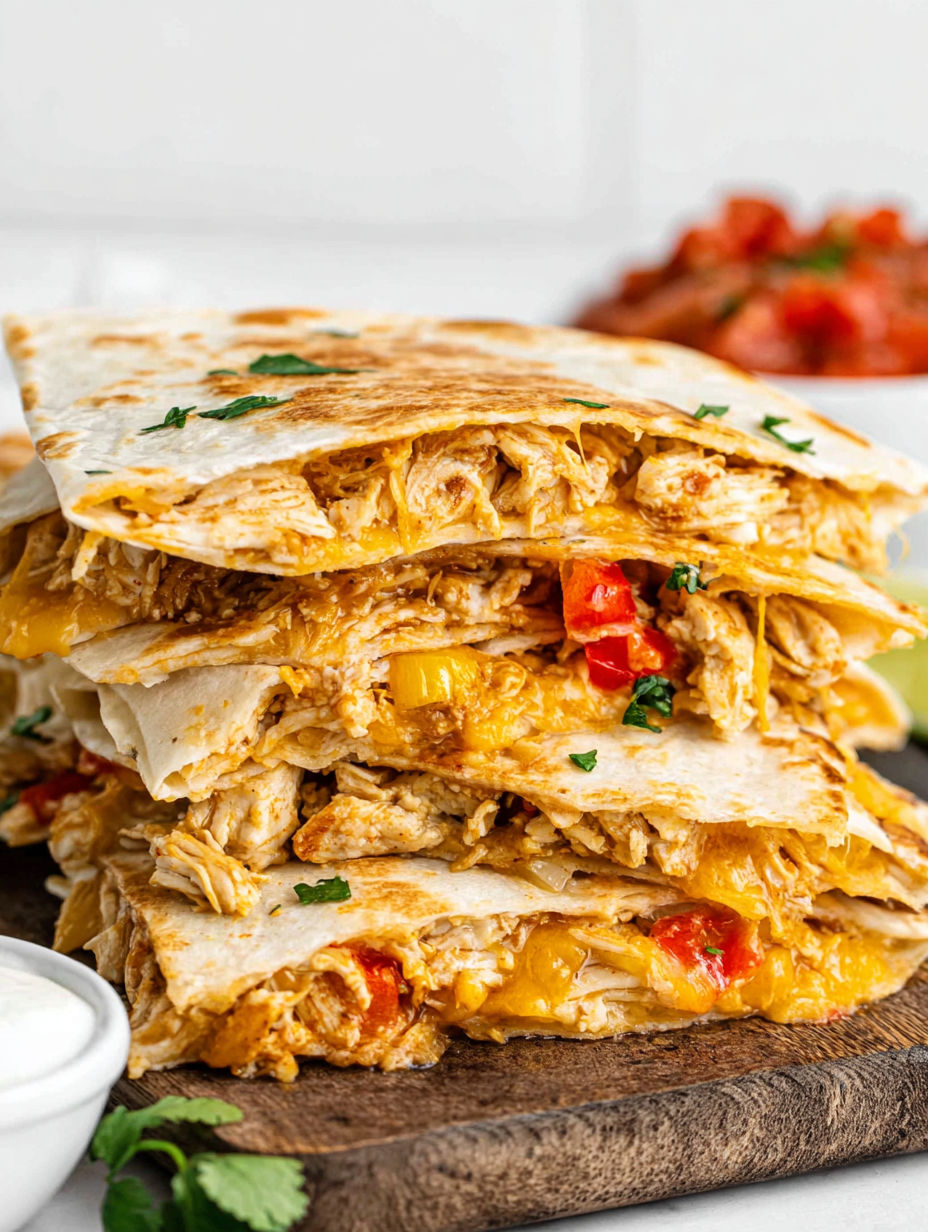 A stack of chicken quesadillas.