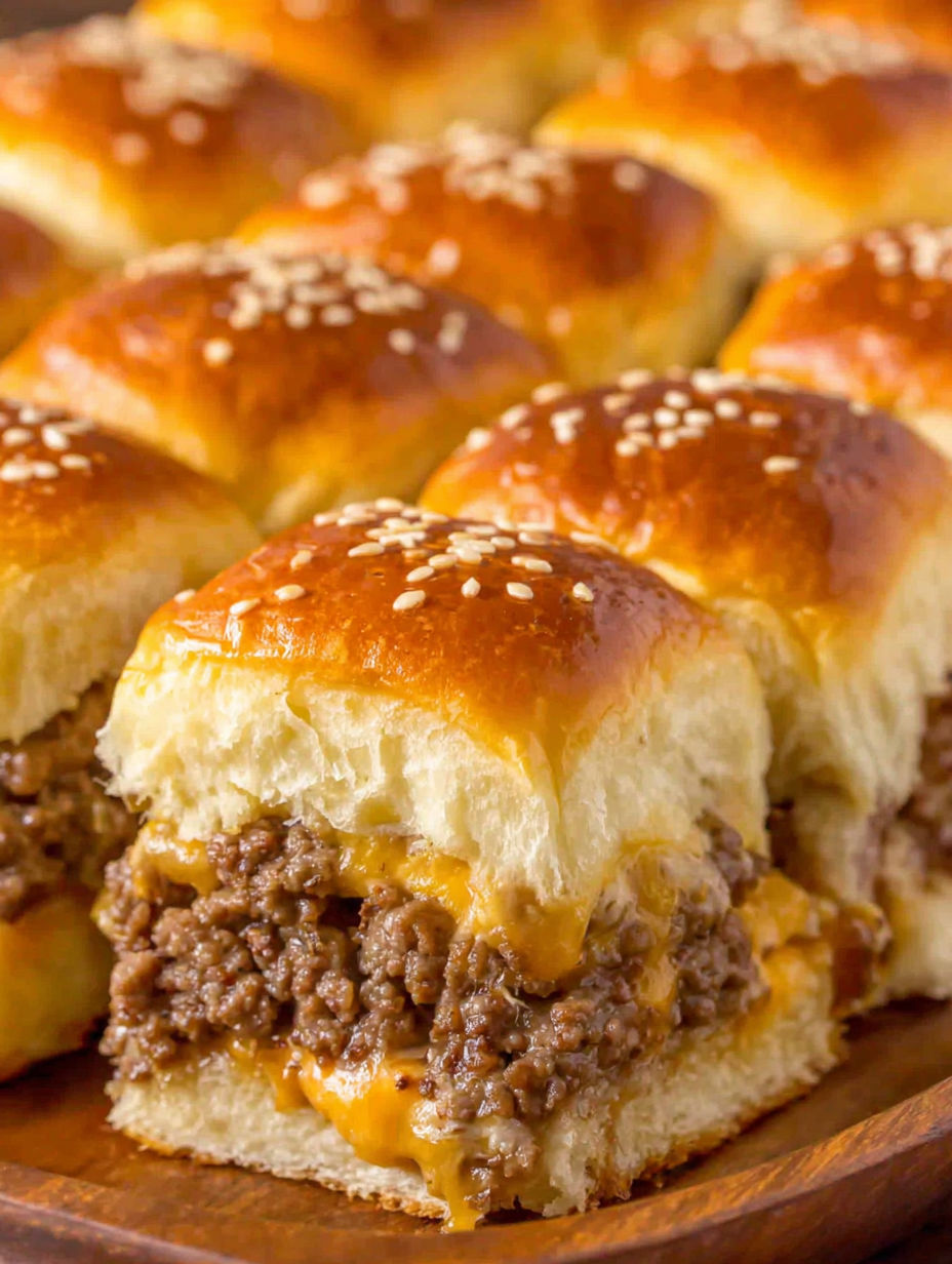 A plate of cheeseburger sliders.