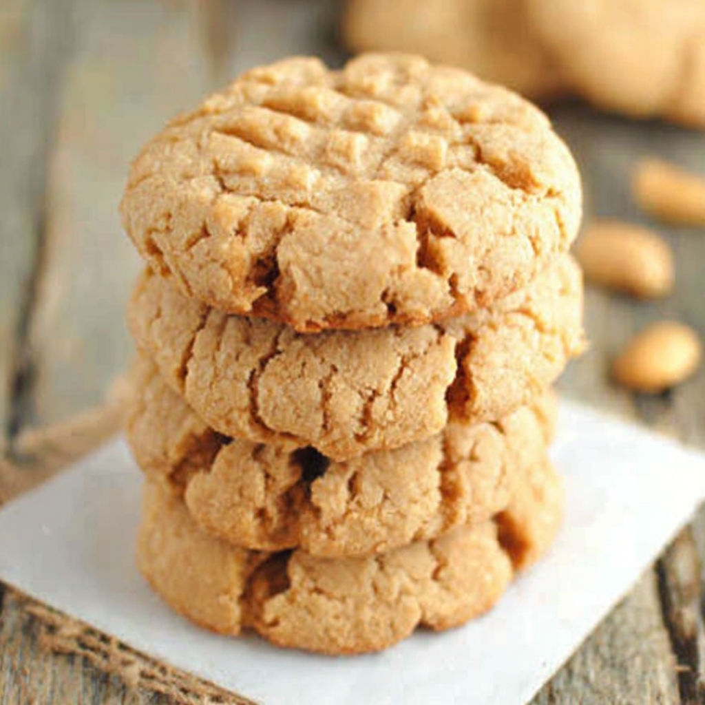 A stack of gluten free peanut butter cookies.