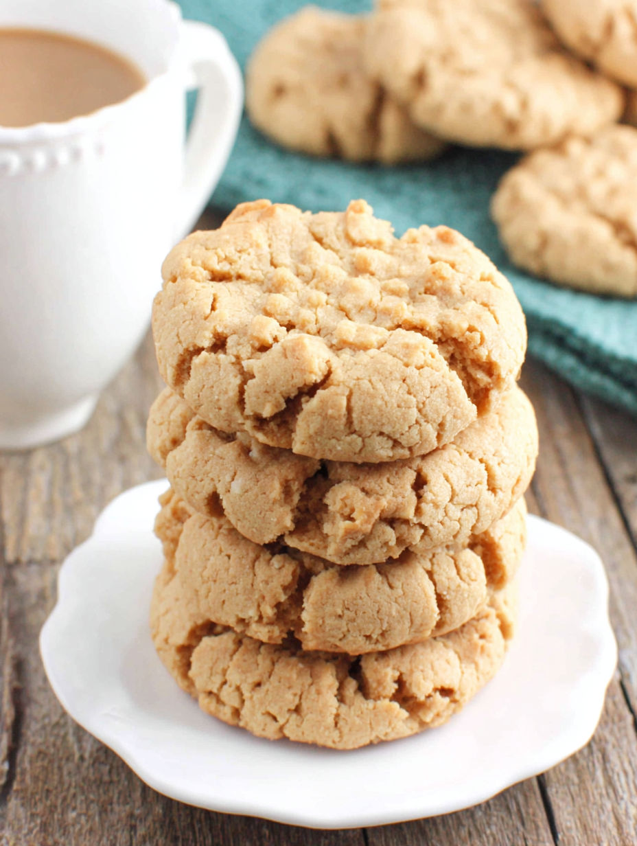 A stack of gluten free peanut butter cookies.