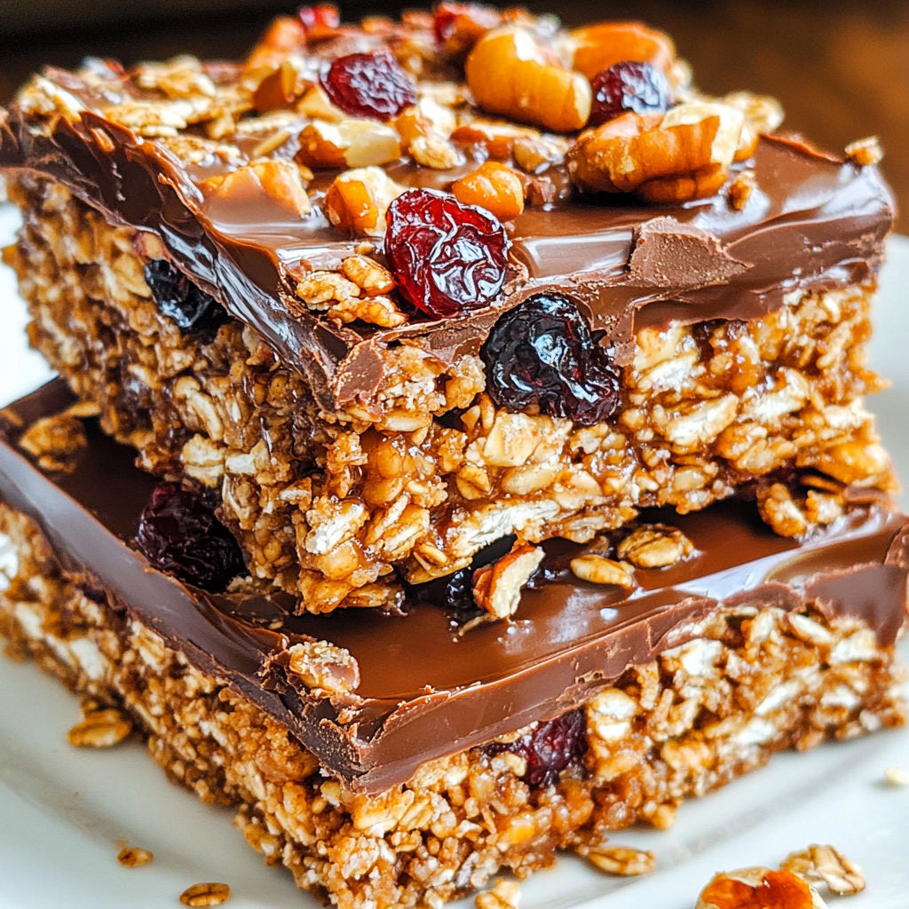 A stack of three No Bake Granola Bars.