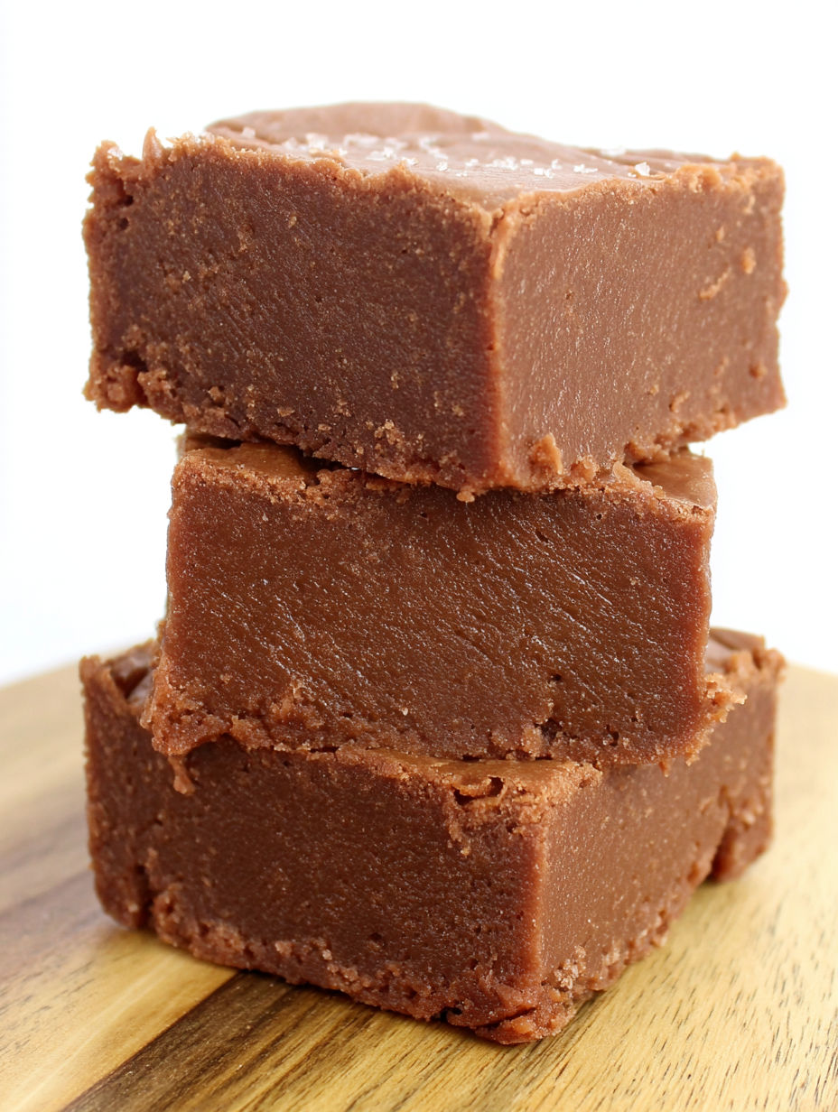 Three brown cakes stacked on a table.