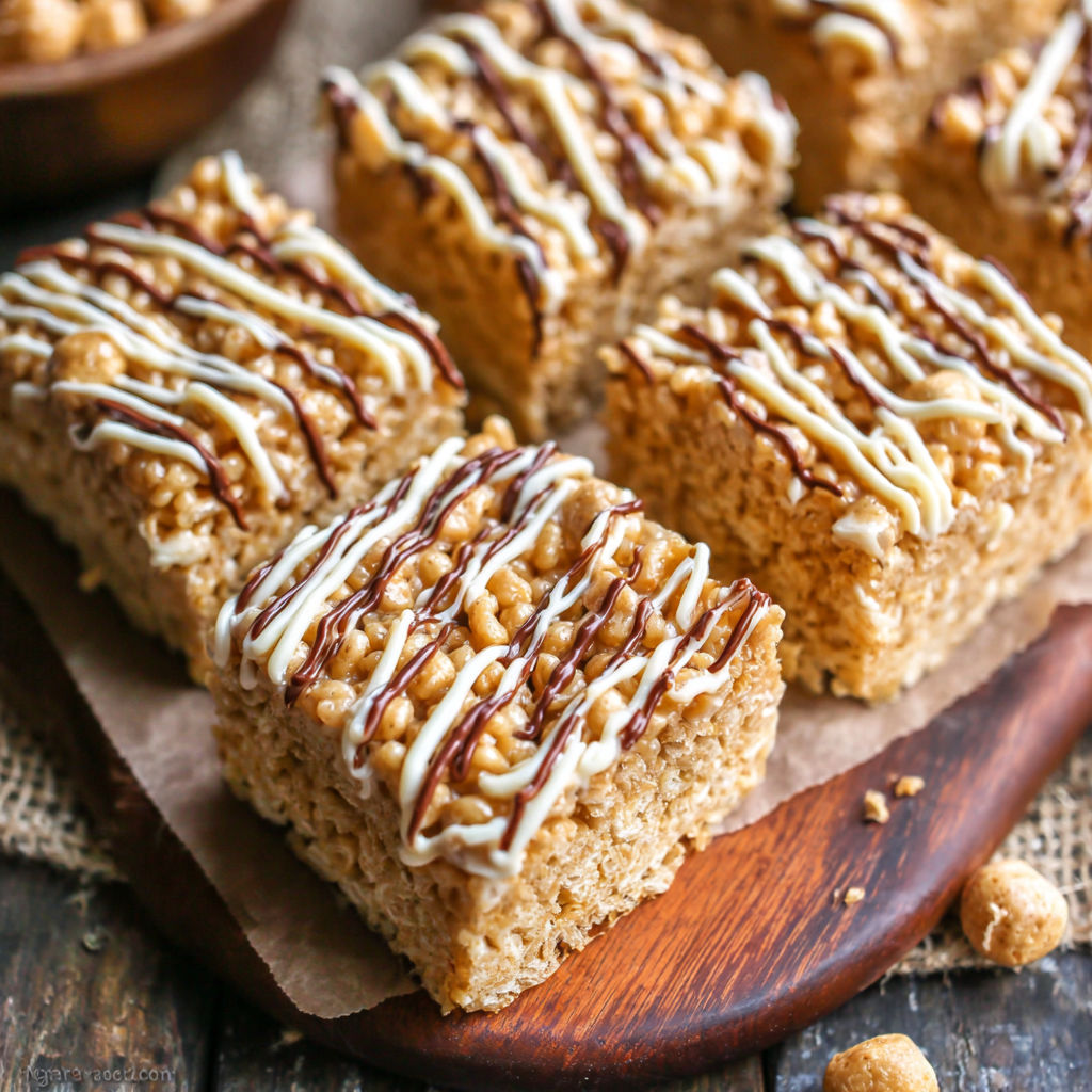 A plate of peanut butter rice krispie treats.