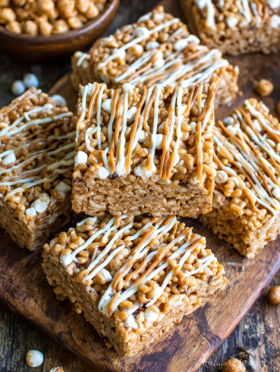 A plate of peanut butter rice krispie treats.