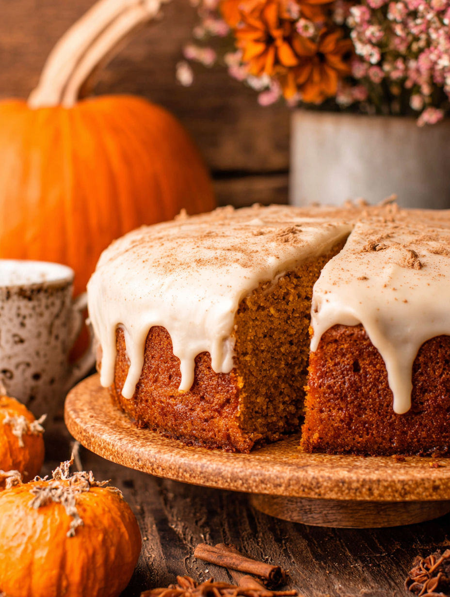 A slice of pumpkin spice latte cake.