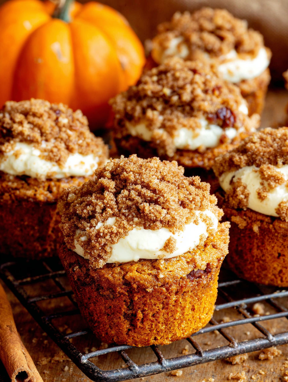A close up of a cupcake with a brown topping.