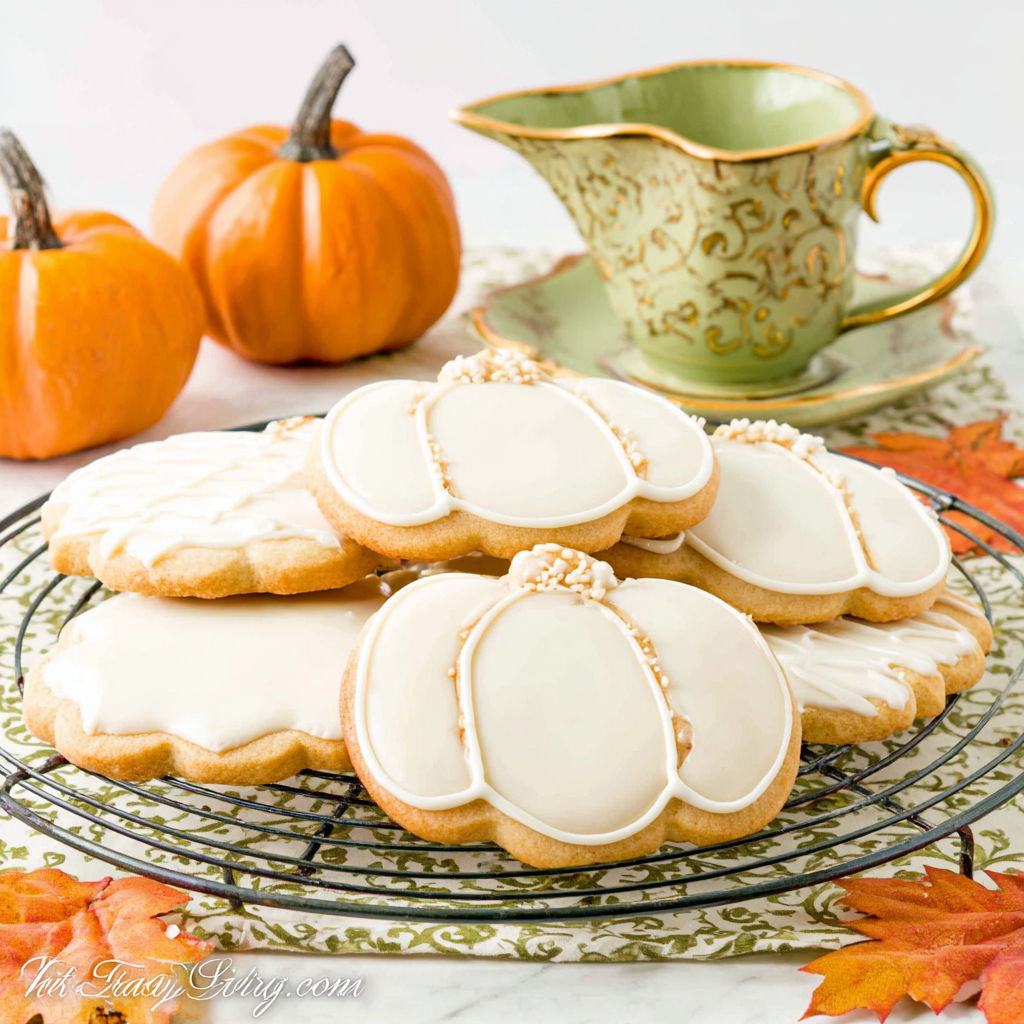 Pumpkin spice sugar cookies with maple icing.