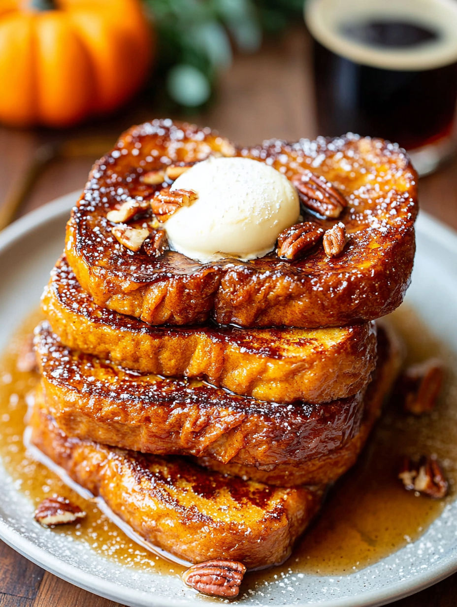 French toast with a dollop of whipped cream and a sprinkle of nuts.