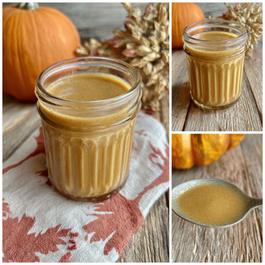A jar of pumpkin pie sauce on a table.