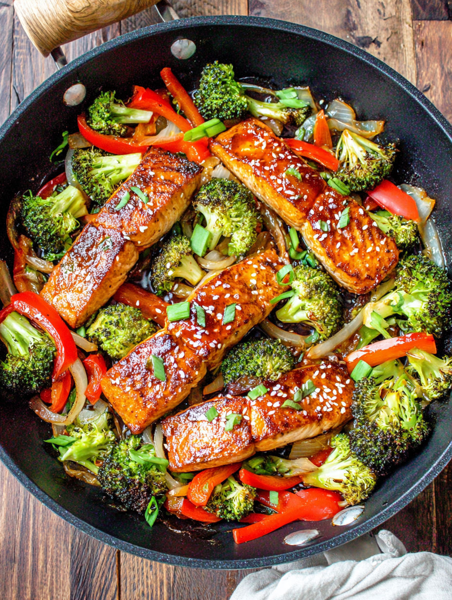A pan of baked butter chicken with broccoli and peppers.