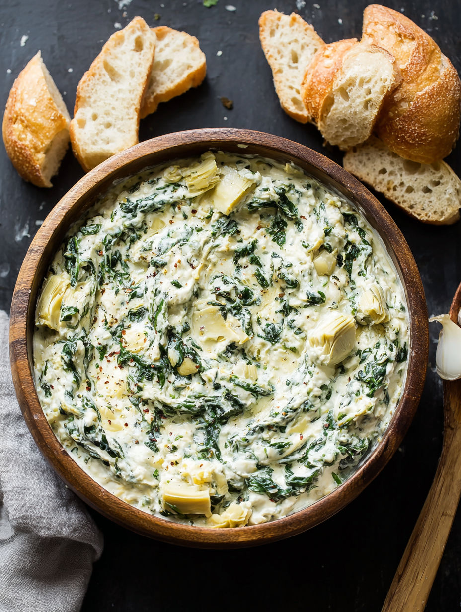 A crockpot spinach and artichoke dip.