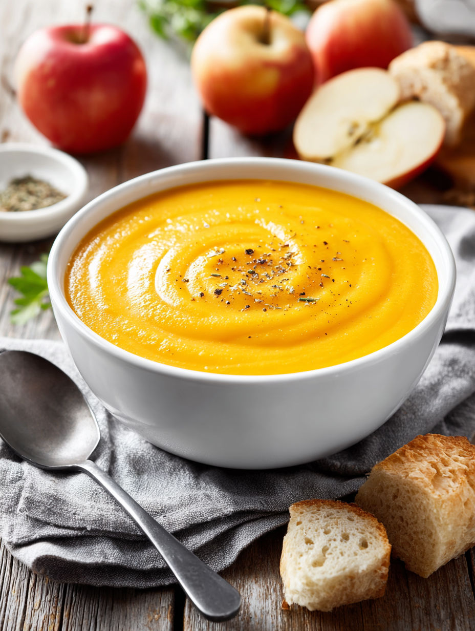A bowl of butternut squash apple soup.