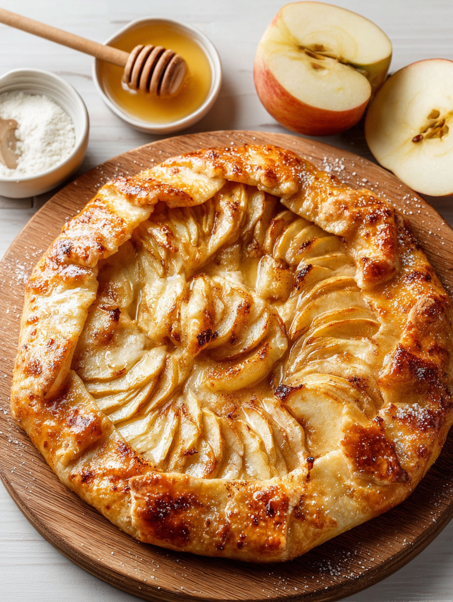 A delicious looking honey apple galette.