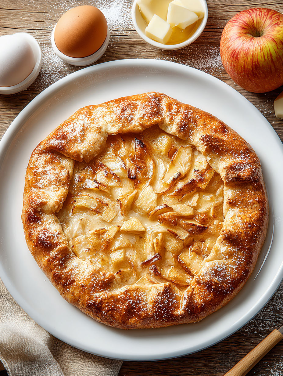 A honey apple galette on a plate.