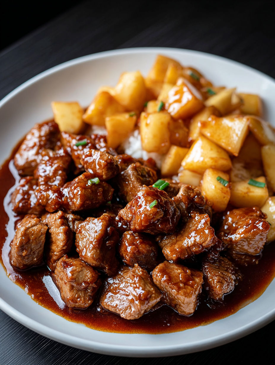 A plate of food with meat and potatoes.