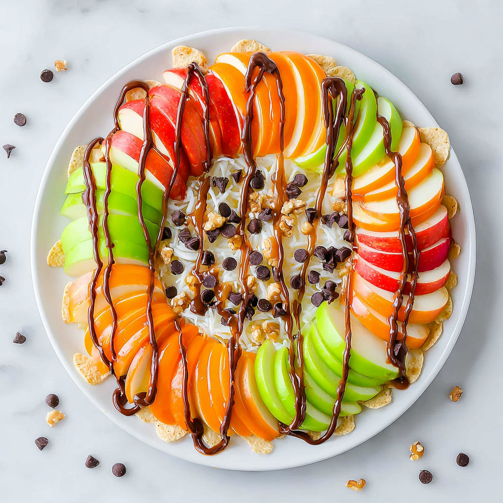 A plate of Caramel Apple Nachos.