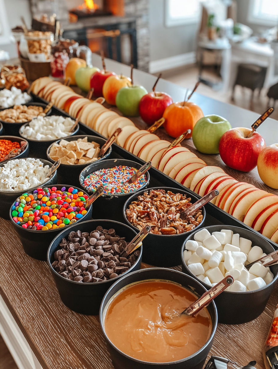 A table with a variety of foods on it.