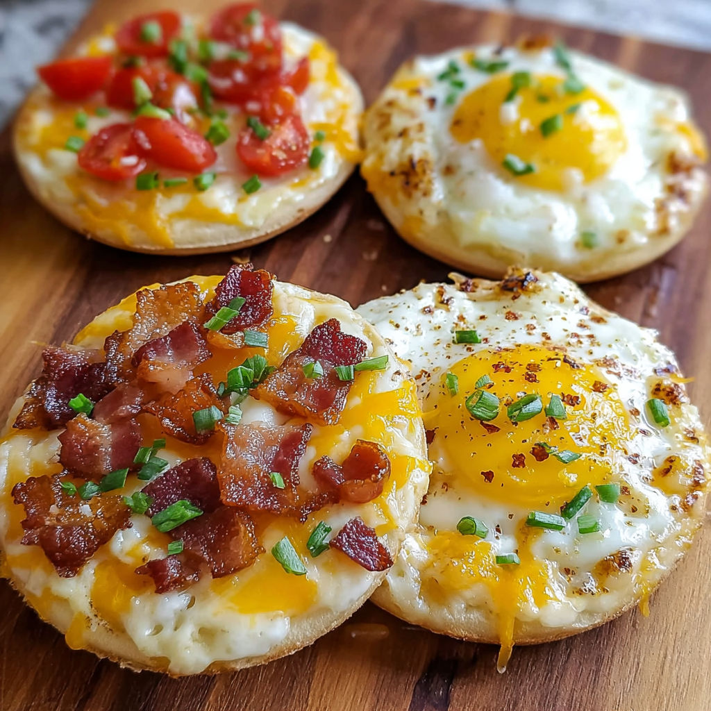 A breakfast pizza with eggs, bacon, tomatoes, and cheese.